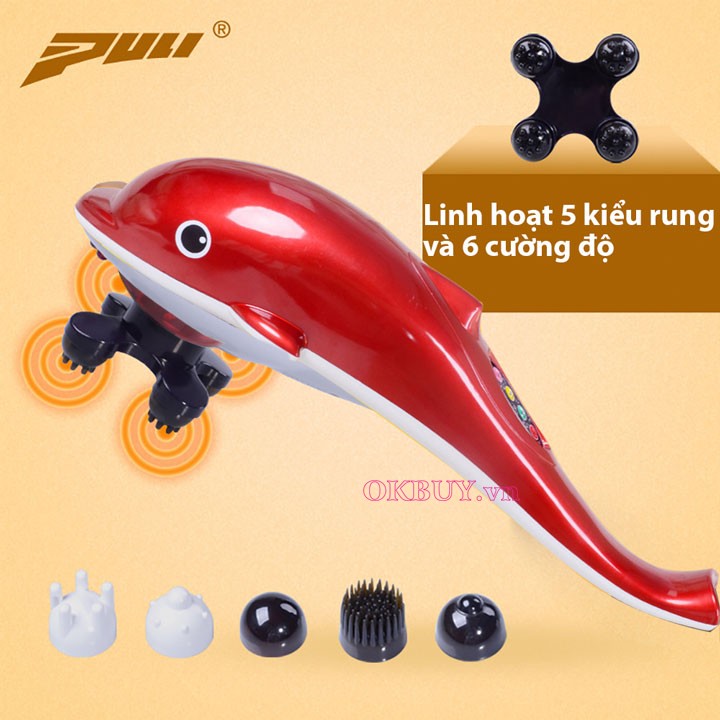 Máy massage cầm tay cá heo 6 đầu PULI PL-608B 