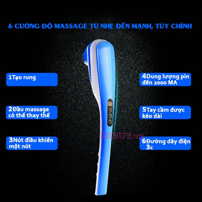 massage cầm tay pin sạc Puli PL-613DC3