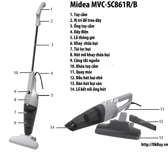 máy hút bụi cầm tay Midea MVC-SC861R/B
